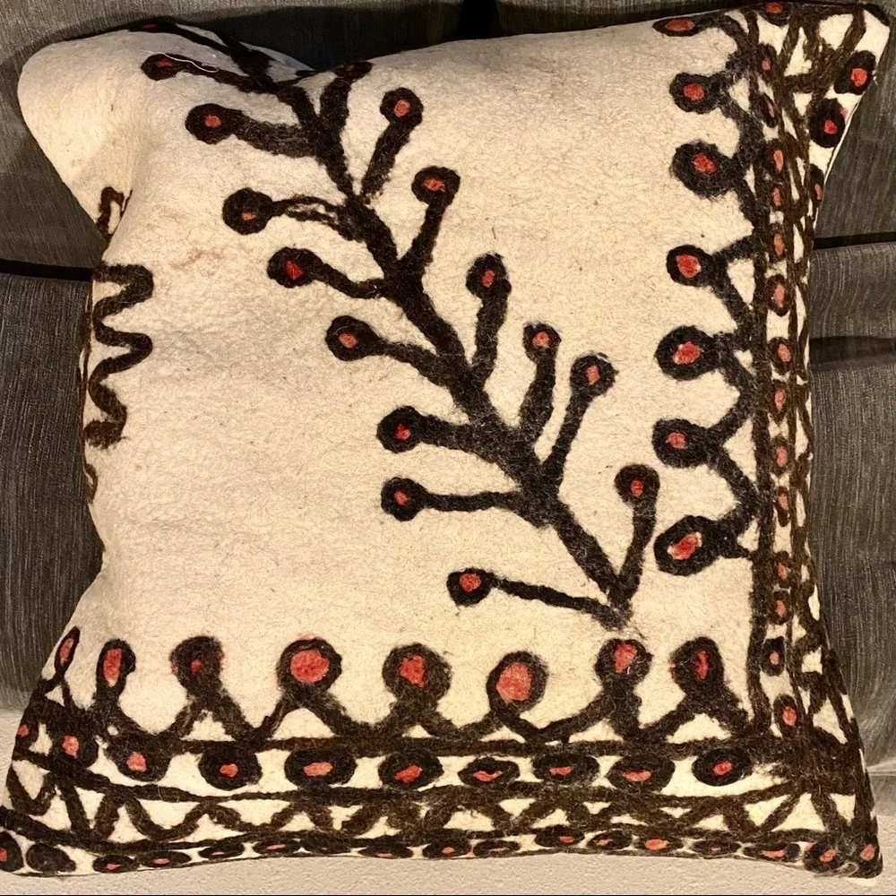 Handmade oversized painted felt Turkish Accent Pillow
